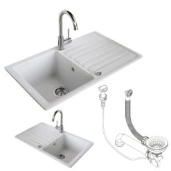 Spülbecken Weiß 76 X 46 Cm Mit Trockenplatz Bergström -Vicco bs24 07 ol