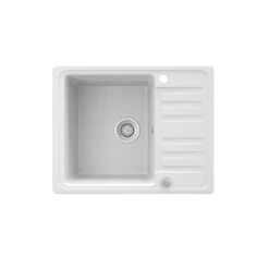 Spülbecken Weiß 58 X 46 Cm Mit Trockenplatz Bergström