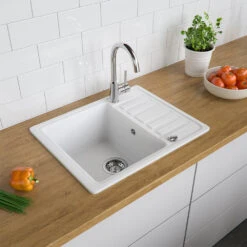 Spülbecken Weiß 58 X 46 Cm Mit Trockenplatz Bergström -Vicco bs47 04 ol