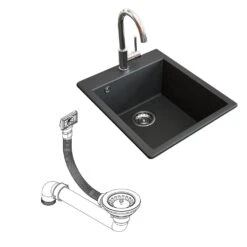 Spülbecken "Venice" Schwarz 43 X 50 Cm Bergström -Vicco bs85 07 ol