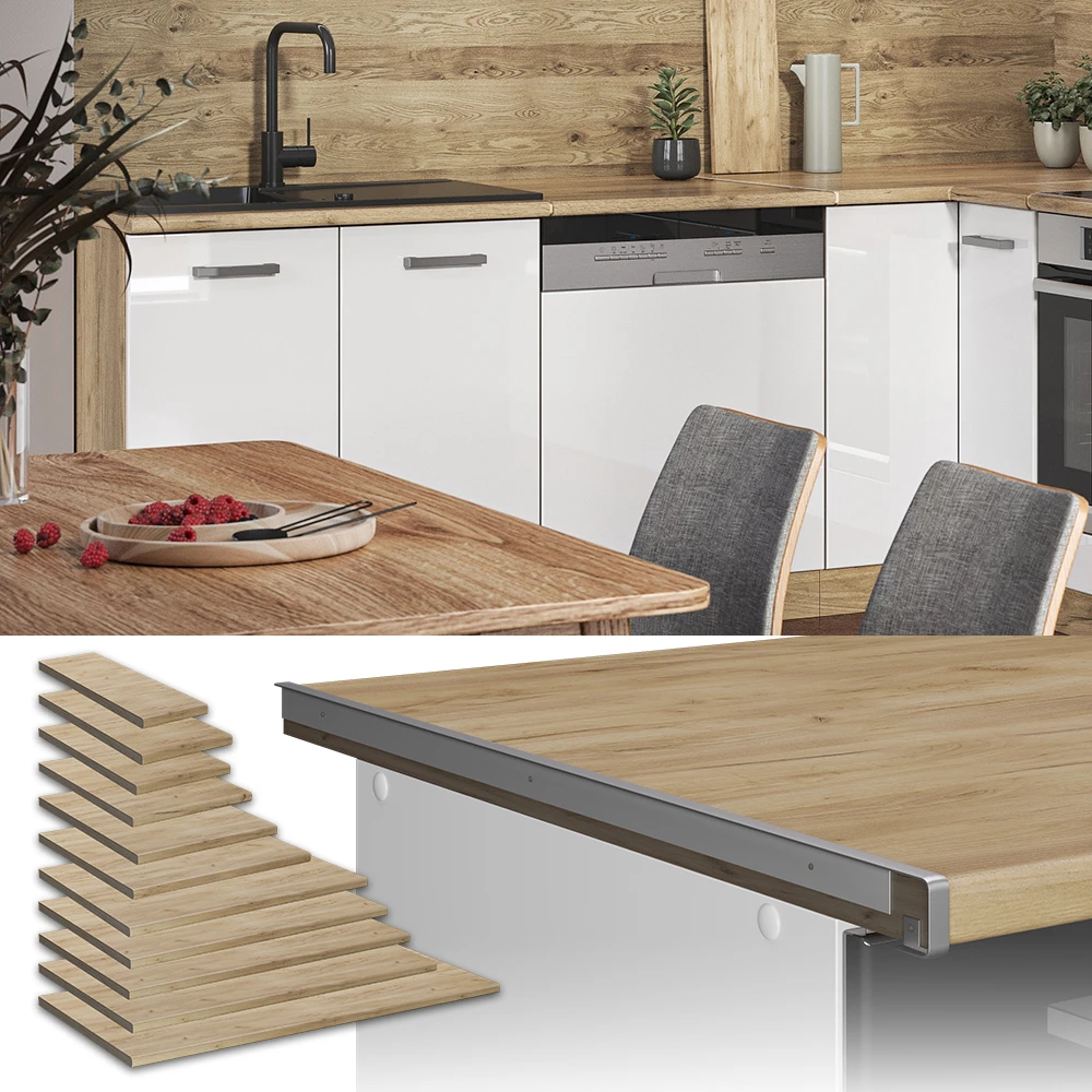 Küchenarbeitsplatte "R-Line" 97 Cm Eiche Vicco 4 Küchenarbeitsplatte "R-Line" 97 Cm Eiche Vicco – Bild 2