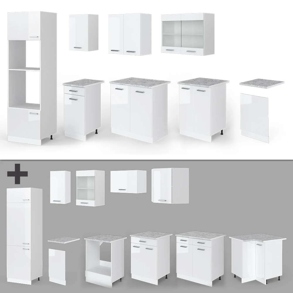 Küchenzeile "R-Line" Weiß Hochglanz/Weiß 300 Cm Mit Hochschrank, Mit Arbeitsplatte Vicco 8 Küchenzeile "R-Line" Weiß Hochglanz/Weiß 300 Cm Mit Hochschrank, Mit Arbeitsplatte Vicco – Bild 6