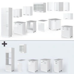 Eckküche "R-Line" Weiß Hochglanz/Weiß 227 X 287 Cm Ohne Arbeitsplatte Vicco -Vicco m1892 1915 06 ol