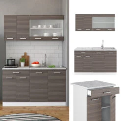 Singleküche "R-Line" Edelgrau/Weiß 140 Cm Mit Arbeitsplatte Vicco 10 Singleküche "R-Line" Edelgrau/Weiß 140 Cm Mit Arbeitsplatte Vicco -Vicco m2252 02 ol