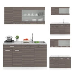 Singleküche "R-Line" Edelgrau/Weiß 140 Cm Mit Arbeitsplatte Vicco 15 Singleküche "R-Line" Edelgrau/Weiß 140 Cm Mit Arbeitsplatte Vicco -Vicco m2252 07 ol