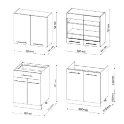 Singleküche "Fame-Line" Anthrazit Hochglanz/Weiß 140 Cm Ohne Arbeitsplatte Vicco -Vicco m2869 03 ol