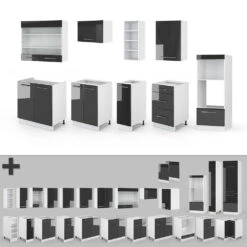 Küchenzeile "Fame-Line" 280cm Weiß/Anthrazit Hochglanz Modern Vicco 16 Küchenzeile "Fame-Line" 280cm Weiß/Anthrazit Hochglanz Modern Vicco -Vicco m4060 06 ol