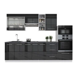 Küchenzeile "Fame-Line" 280cm Weiß/Anthrazit Hochglanz Modern Vicco 17 Küchenzeile "Fame-Line" 280cm Weiß/Anthrazit Hochglanz Modern Vicco -Vicco m4060 07 ol