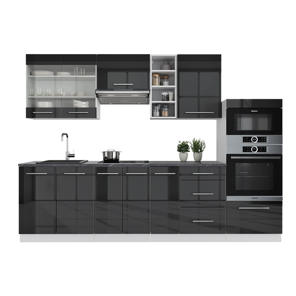 Küchenzeile "Fame-Line" 280cm Weiß/Anthrazit Hochglanz Modern Vicco 9 Küchenzeile "Fame-Line" 280cm Weiß/Anthrazit Hochglanz Modern Vicco – Bild 7