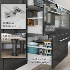 Küchenzeile "Fame-Line" 280cm Weiß/Anthrazit Hochglanz Modern Vicco 18 Küchenzeile "Fame-Line" 280cm Weiß/Anthrazit Hochglanz Modern Vicco -Vicco m4060 08 ol