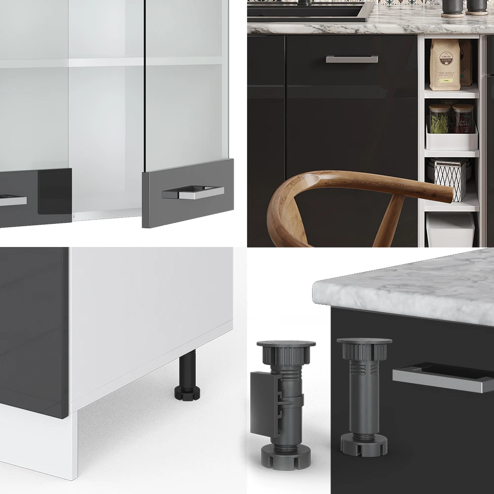 Singleküche "R-Line" Anthrazit Hochglanz/Weiß 160 Cm Mit Arbeitsplatte Vicco 7 Singleküche "R-Line" Anthrazit Hochglanz/Weiß 160 Cm Mit Arbeitsplatte Vicco – Bild 5