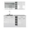 Singleküche "R-Line" Weiß Hochglanz/Weiß 160 Cm Mit Arbeitsplatte Vicco -Vicco m4795 4801 01 ol