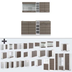 Singleküche "R-Line" Edelgrau/Weiß 160 Cm Ohne Arbeitsplatte Vicco -Vicco m4796 4802 06 ol