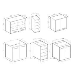 Singleküche "R-Line" Sonoma/Weiß 160 Cm Ohne Arbeitsplatte Vicco -Vicco m4797 4803 03 ol 1