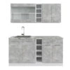 Singleküche "R-Line" Beton/Weiß 160 Cm Ohne Arbeitsplatte Vicco -Vicco m4798 4804 01 ol