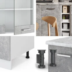 Singleküche "R-Line" Beton/Weiß 160 Cm Ohne Arbeitsplatte Vicco -Vicco m4798 4804 05 ol