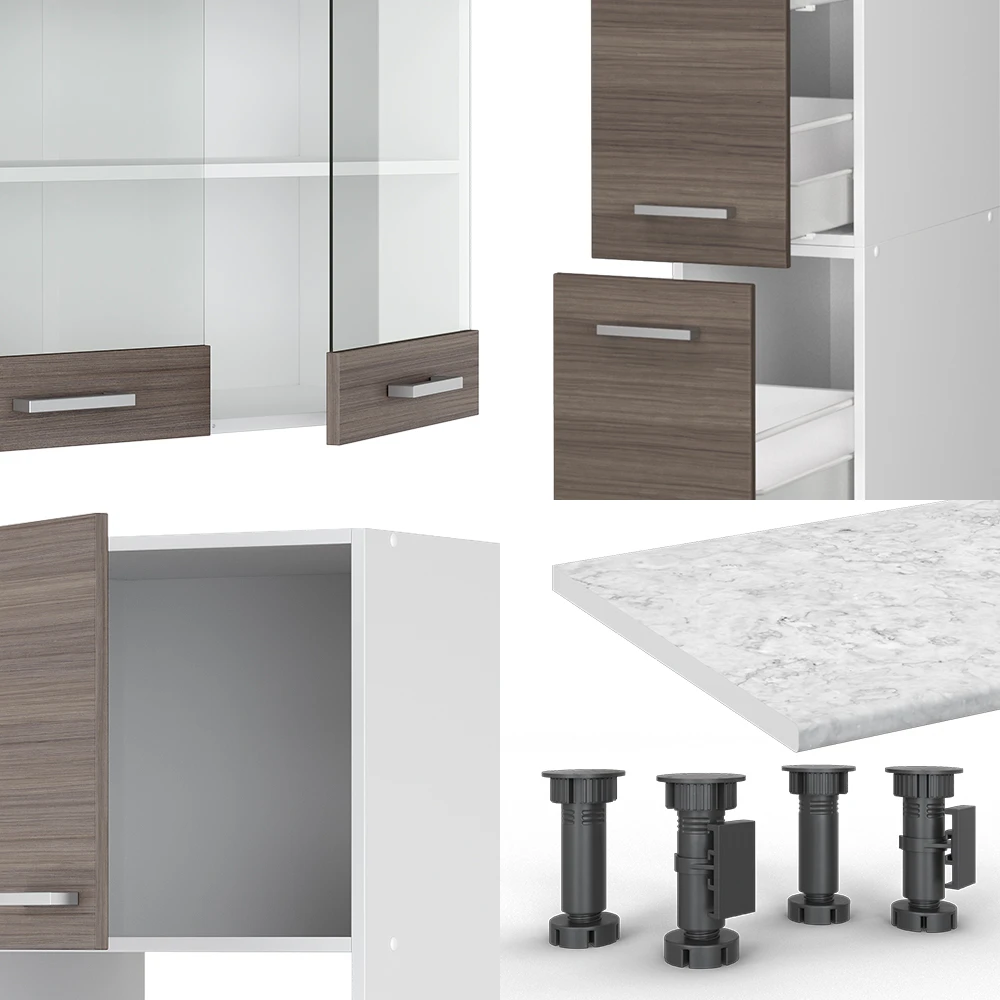 Küchenzeile "R-Line" Edelgrau/Weiß 350 Cm Mit Hochschrank, Ohne Arbeitsplatte Vicco 7 Küchenzeile "R-Line" Edelgrau/Weiß 350 Cm Mit Hochschrank, Ohne Arbeitsplatte Vicco – Bild 5