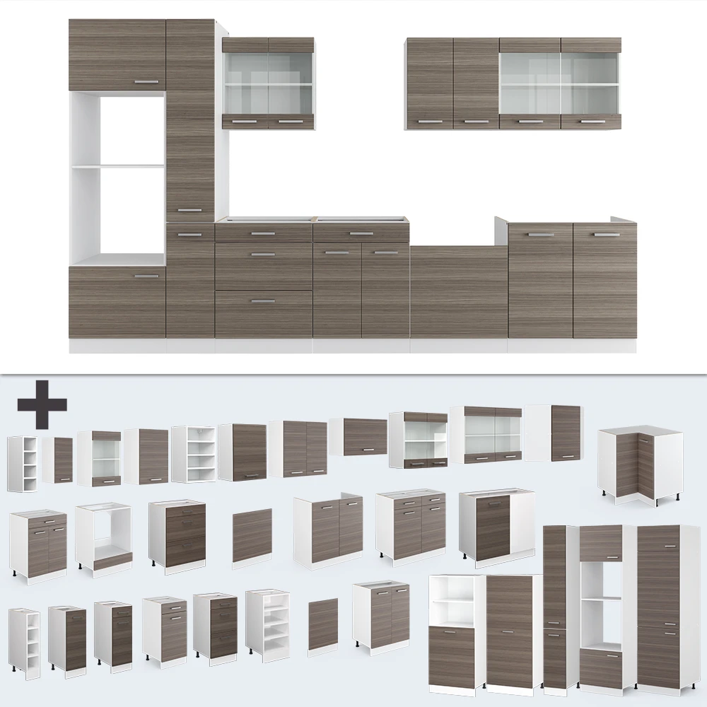 Küchenzeile "R-Line" Edelgrau/Weiß 350 Cm Mit Hochschrank, Ohne Arbeitsplatte Vicco 8 Küchenzeile "R-Line" Edelgrau/Weiß 350 Cm Mit Hochschrank, Ohne Arbeitsplatte Vicco – Bild 6