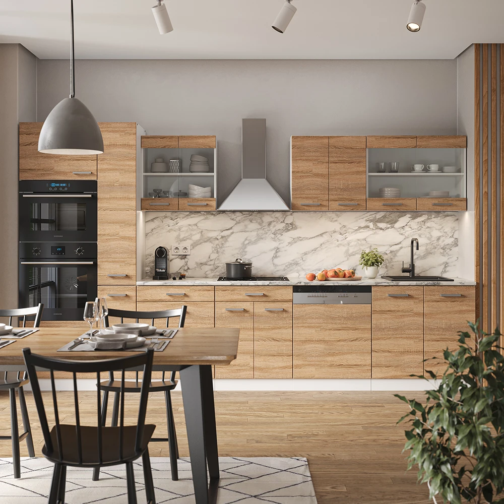 Küchenzeile "R-Line" Sonoma/Weiß 350 Cm Mit Hochschrank, Mit Arbeitsplatte Vicco 6 Küchenzeile "R-Line" Sonoma/Weiß 350 Cm Mit Hochschrank, Mit Arbeitsplatte Vicco – Bild 4