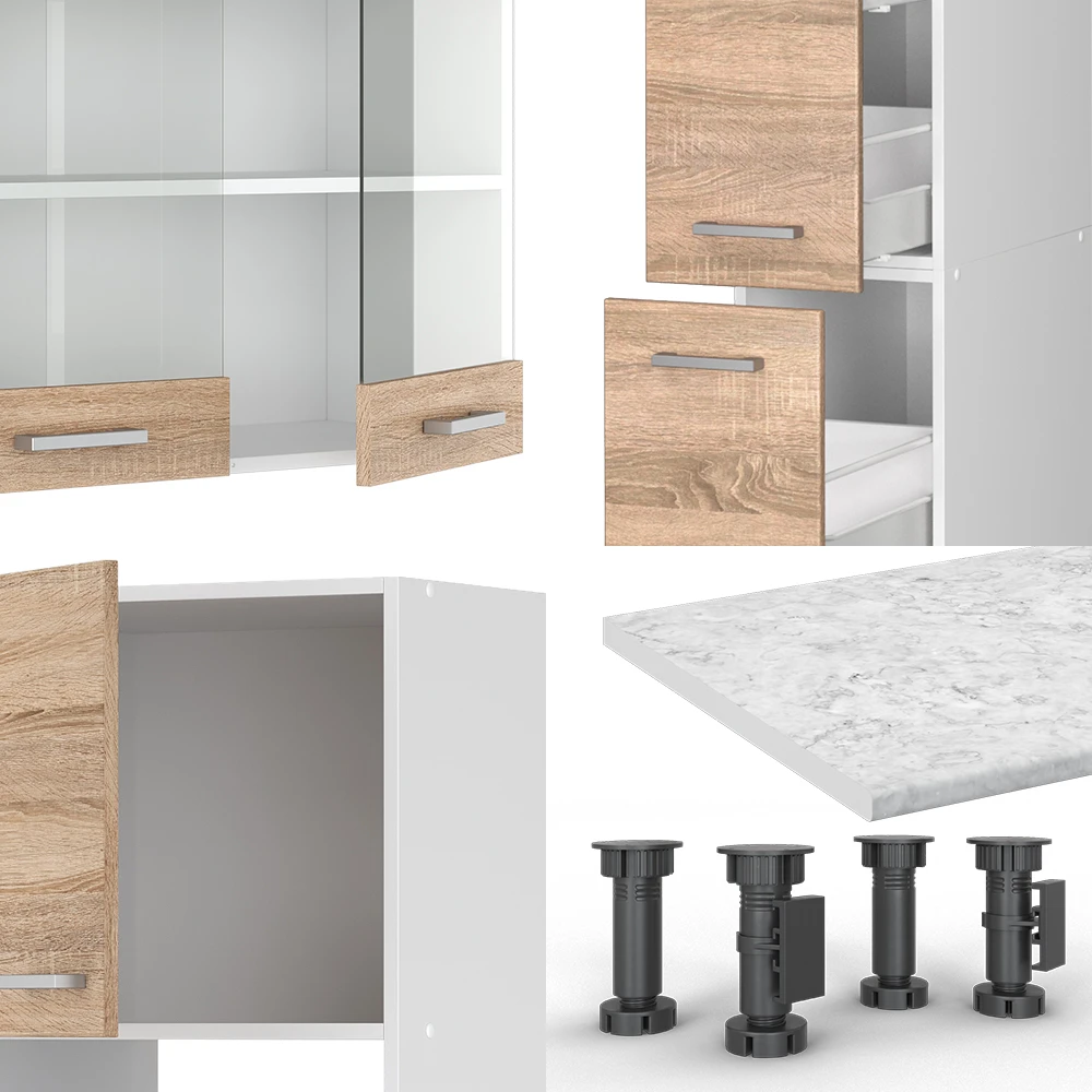 Küchenzeile "R-Line" Sonoma/Weiß 350 Cm Mit Hochschrank, Mit Arbeitsplatte Vicco 7 Küchenzeile "R-Line" Sonoma/Weiß 350 Cm Mit Hochschrank, Mit Arbeitsplatte Vicco – Bild 5