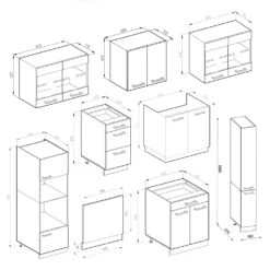 Küchenzeile "R-Line" Weiß Landhaus/Weiß 350 Cm Mit Hochschrank, Ohne Arbeitsplatte Vicco -Vicco m4845 03 ol