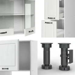 Küchenzeile "R-Line" Weiß Landhaus/Weiß 350 Cm Mit Hochschrank, Ohne Arbeitsplatte Vicco -Vicco m4845 05 ol