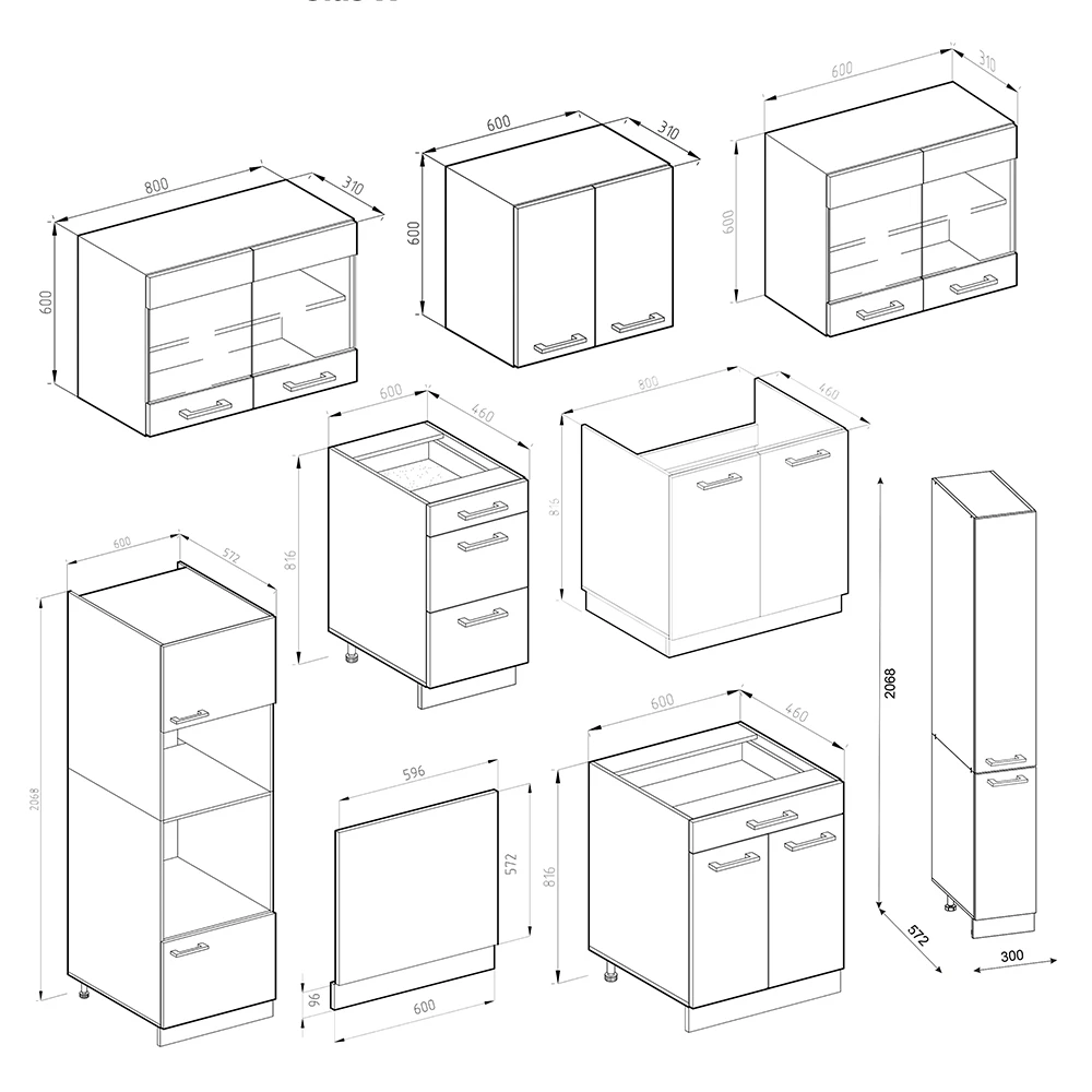 Küchenzeile "R-Line" Anthrazit Landhaus/Weiß 350 Cm Mit Hochschrank, Ohne Arbeitsplatte Vicco 5 Küchenzeile "R-Line" Anthrazit Landhaus/Weiß 350 Cm Mit Hochschrank, Ohne Arbeitsplatte Vicco – Bild 3