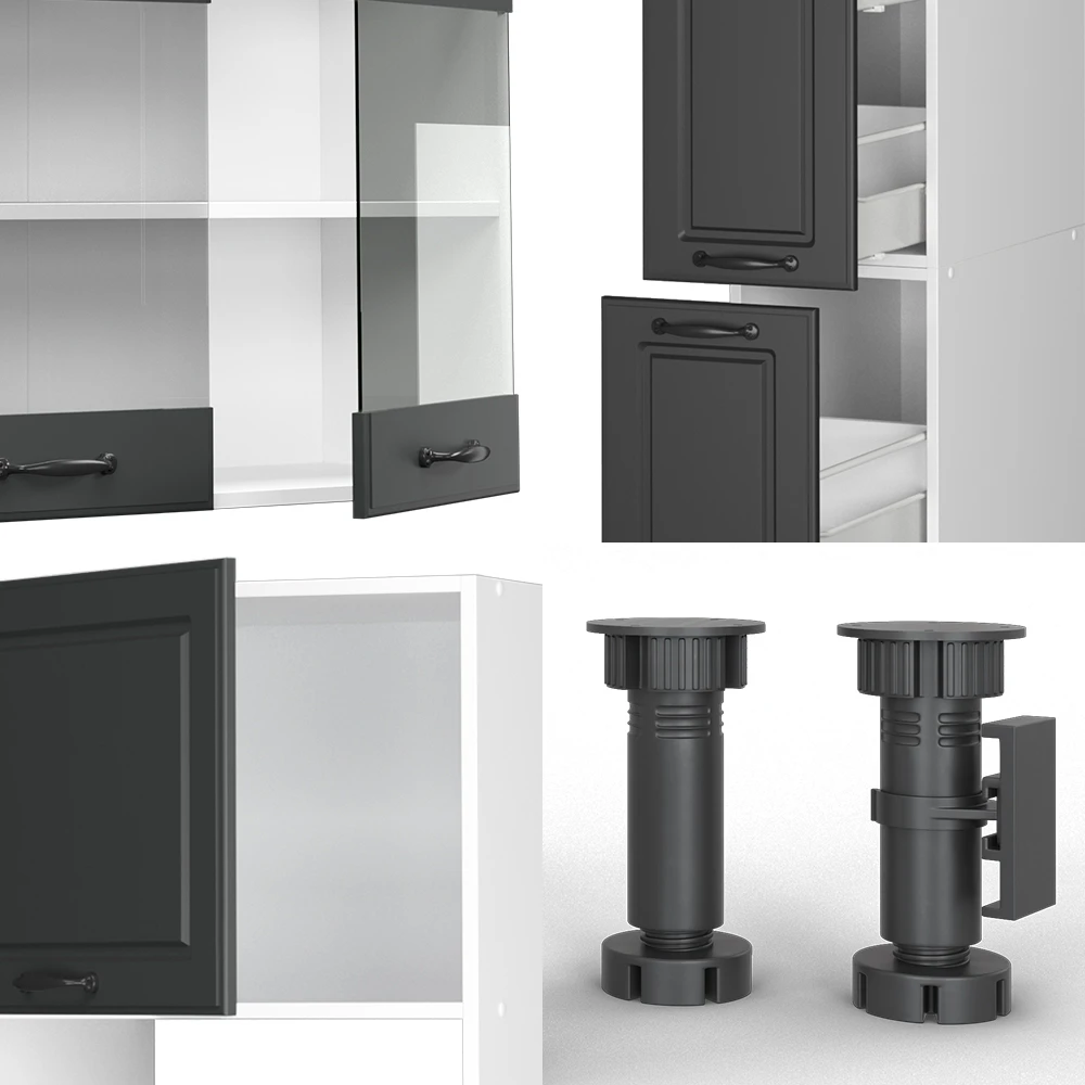 Küchenzeile "R-Line" Anthrazit Landhaus/Weiß 350 Cm Mit Hochschrank, Ohne Arbeitsplatte Vicco 7 Küchenzeile "R-Line" Anthrazit Landhaus/Weiß 350 Cm Mit Hochschrank, Ohne Arbeitsplatte Vicco – Bild 5