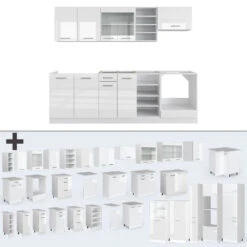 Küchenzeile "R-Line" Weiß Hochglanz/Weiß 240 Cm Ohne Arbeitsplatte Vicco 14 Küchenzeile "R-Line" Weiß Hochglanz/Weiß 240 Cm Ohne Arbeitsplatte Vicco -Vicco m4852 4858 06 ol