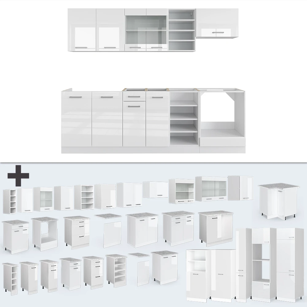 Küchenzeile "R-Line" Weiß Hochglanz/Weiß 240 Cm Ohne Arbeitsplatte Vicco 8 Küchenzeile "R-Line" Weiß Hochglanz/Weiß 240 Cm Ohne Arbeitsplatte Vicco – Bild 6
