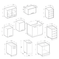 Vicco Küchenzeile "R-Line", Sonoma/Weiß, 240 Cm Ohne Arbeitsplatte -Vicco m4854 4860 03 ol 1