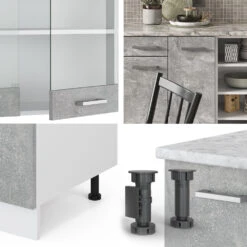 Vicco Küchenzeile "R-Line", Beton/Weiß, 240 Cm Ohne Arbeitsplatte -Vicco m4855 4861 05 ol 1