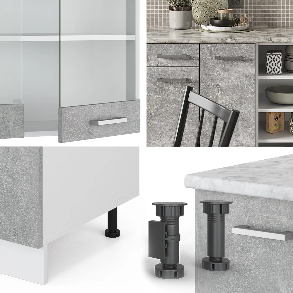 Küchenzeile "R-Line" Beton/Weiß 240 Cm Mit Arbeitsplatte Vicco 7 Küchenzeile "R-Line" Beton/Weiß 240 Cm Mit Arbeitsplatte Vicco – Bild 5