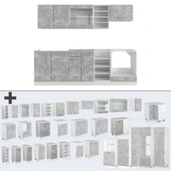 Küchenzeile "R-Line" Beton/Weiß 240 Cm Mit Arbeitsplatte Vicco 14 Küchenzeile "R-Line" Beton/Weiß 240 Cm Mit Arbeitsplatte Vicco -Vicco m4855 4861 06 ol