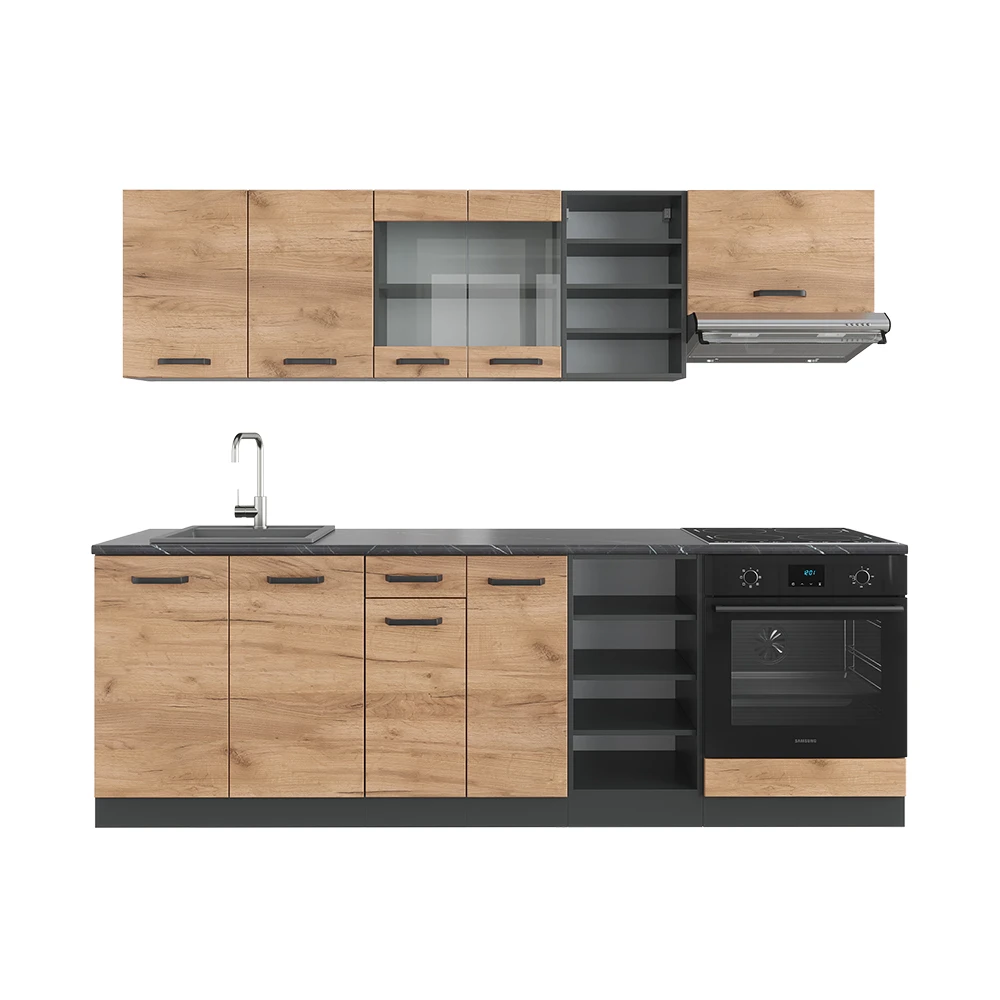 Küchenzeile "R-Line" Goldkraft Eiche/Anthrazit 240 Cm Ohne Arbeitsplatte Vicco 3 Küchenzeile "R-Line" Goldkraft Eiche/Anthrazit 240 Cm Ohne Arbeitsplatte Vicco