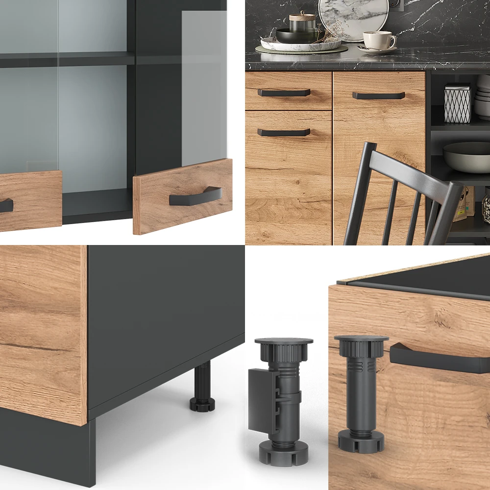 Küchenzeile "R-Line" Goldkraft Eiche/Anthrazit 240 Cm Ohne Arbeitsplatte Vicco 7 Küchenzeile "R-Line" Goldkraft Eiche/Anthrazit 240 Cm Ohne Arbeitsplatte Vicco – Bild 5