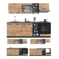 Küchenzeile "R-Line" Goldkraft Eiche/Anthrazit 240 Cm Ohne Arbeitsplatte Vicco 15 Küchenzeile "R-Line" Goldkraft Eiche/Anthrazit 240 Cm Ohne Arbeitsplatte Vicco -Vicco m4863 07 ol