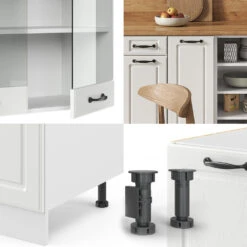 Küchenzeile "R-Line" Weiß Landhaus/Weiß 240 Cm Ohne Arbeitsplatte Vicco -Vicco m4866 05 ol