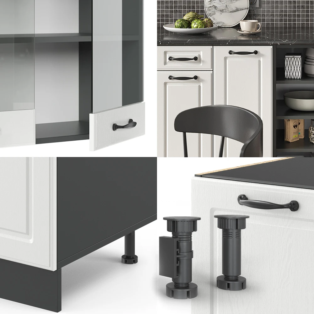 Küchenzeile "R-Line" Weiß Landhaus/Anthrazit 240 Cm Ohne Arbeitsplatte Vicco 7 Küchenzeile "R-Line" Weiß Landhaus/Anthrazit 240 Cm Ohne Arbeitsplatte Vicco – Bild 5