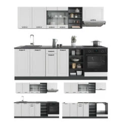 Küchenzeile "R-Line" Weiß Landhaus/Anthrazit 240 Cm Ohne Arbeitsplatte Vicco 15 Küchenzeile "R-Line" Weiß Landhaus/Anthrazit 240 Cm Ohne Arbeitsplatte Vicco -Vicco m4868 07 ol