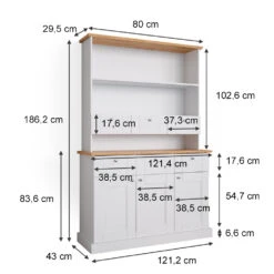 Hochschrank "Bergamo" Weiß/Eiche 120 Cm Vicco -Vicco m5027 03 ol