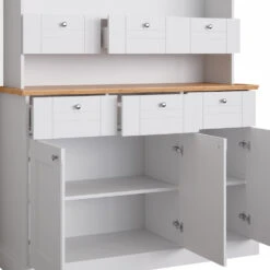 Hochschrank "Bergamo" Weiß/Eiche 120 Cm Vicco -Vicco m5027 06 ol