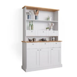 Hochschrank "Bergamo" Weiß/Eiche 120 Cm Vicco -Vicco m5027 07 ol