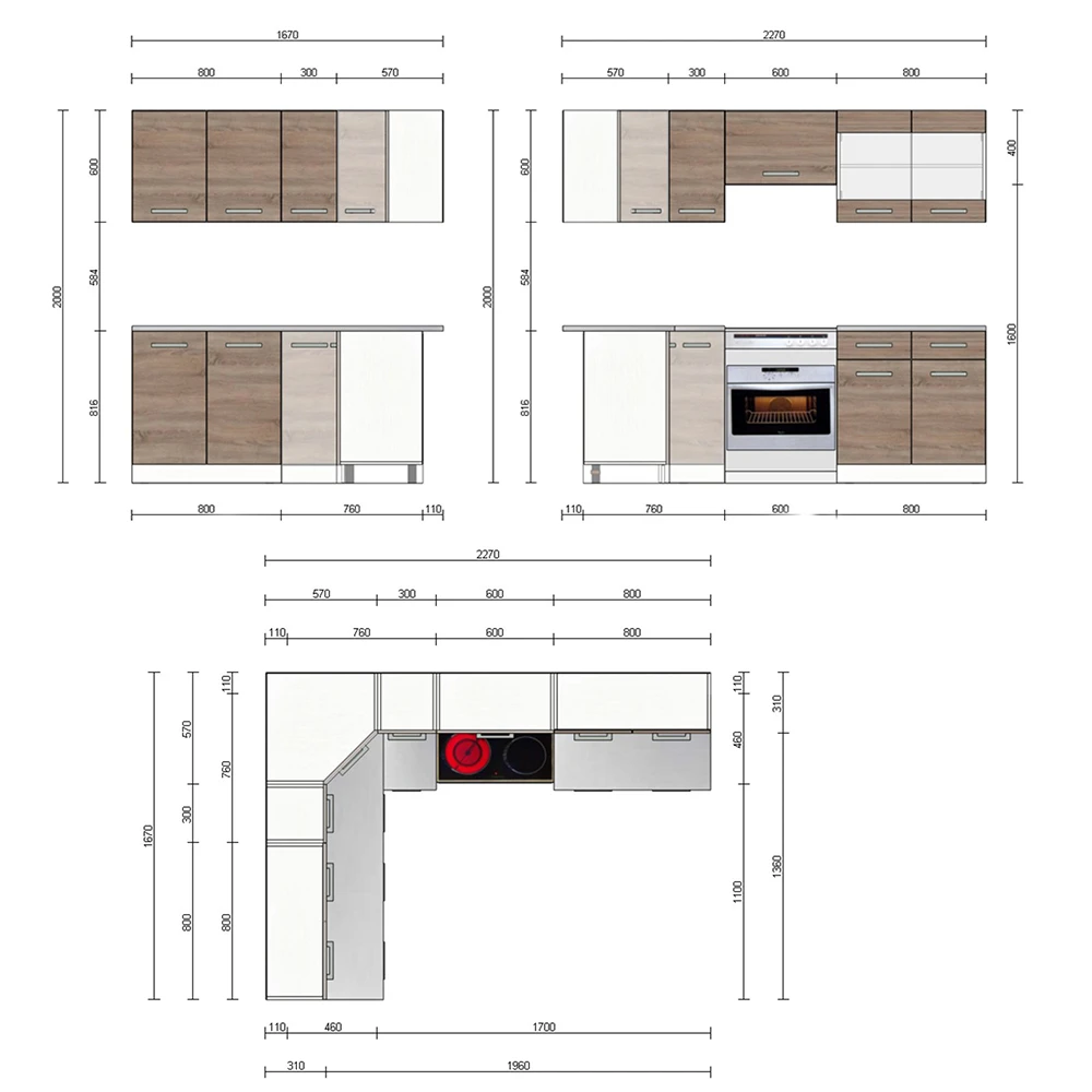 Eckküche "Rick" Sonoma/Weiß 167 X 227 Cm Mit Arbeitsplatte Vicco 5 Eckküche "Rick" Sonoma/Weiß 167 X 227 Cm Mit Arbeitsplatte Vicco – Bild 3