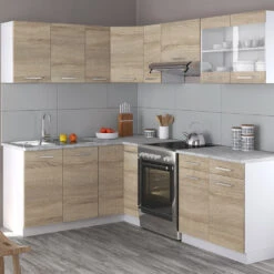 Eckküche "Rick" Sonoma/Weiß 167 X 227 Cm Mit Arbeitsplatte Vicco 12 Eckküche "Rick" Sonoma/Weiß 167 X 227 Cm Mit Arbeitsplatte Vicco -Vicco m844 04 ol