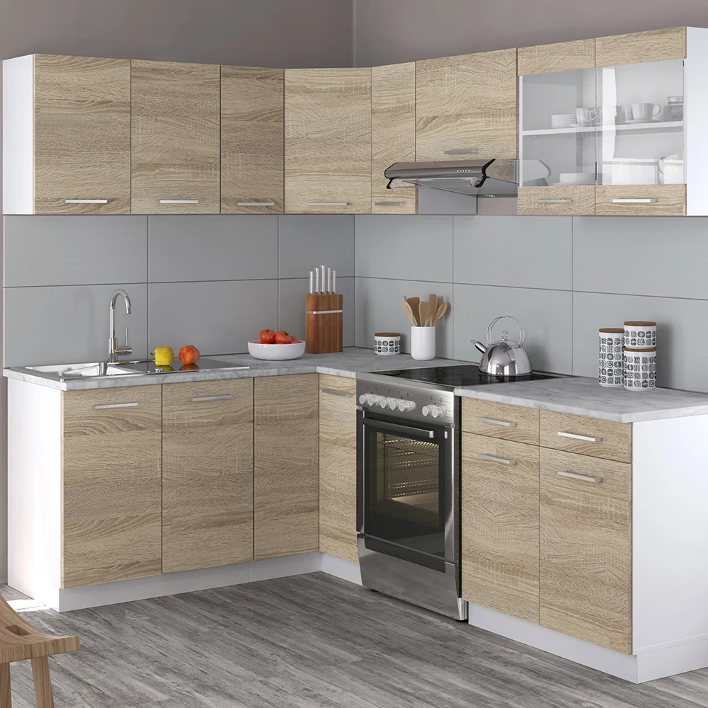 Eckküche "Rick" Sonoma/Weiß 167 X 227 Cm Mit Arbeitsplatte Vicco 6 Eckküche "Rick" Sonoma/Weiß 167 X 227 Cm Mit Arbeitsplatte Vicco – Bild 4