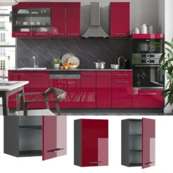 Hängeschrank "Fame-Line" Bordeaux Hochglanz/Anthrazit 45 Cm Vicco -Vicco mf224 bxhgl 02 ol