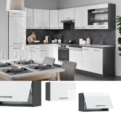 Hängeschrank "Fame-Line" Weiß Hochglanz/Anthrazit 60 Cm Flach Vicco 8 Hängeschrank "Fame-Line" Weiß Hochglanz/Anthrazit 60 Cm Flach Vicco -Vicco mf227 whgl 02 ol