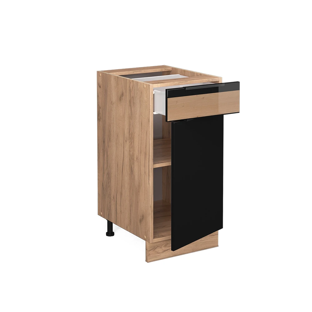 Küchenunterschrank "Fame-Line" Schwarz-Eiche Hochglanz/Goldkraft Eiche 40 Cm Ohne Arbeitsplatte Vicco 6 Küchenunterschrank "Fame-Line" Schwarz-Eiche Hochglanz/Goldkraft Eiche 40 Cm Ohne Arbeitsplatte Vicco – Bild 4