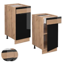 Küchenunterschrank "Fame-Line" Schwarz-Eiche Hochglanz/Goldkraft Eiche 40 Cm Ohne Arbeitsplatte Vicco 11 Küchenunterschrank "Fame-Line" Schwarz-Eiche Hochglanz/Goldkraft Eiche 40 Cm Ohne Arbeitsplatte Vicco -Vicco mf305 dr gk s eiche 09 ol